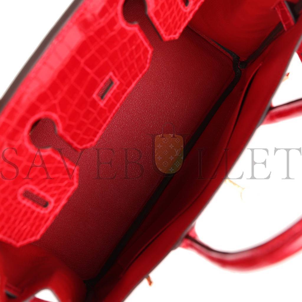 H**mes birkin 30 braise shiny porosus crocodile gold hardware (30*22*16cm)